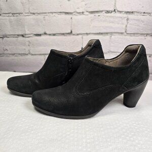 ECCO SCULPTURE WOMENS MID BLACK LEATHER SIDE ZIP HEELD ANKLE COMFORT BOOTS, 36